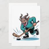 Evil Krampus Eishockey Weihnachtssport Mitteilungskarte (Vorne/Hinten)