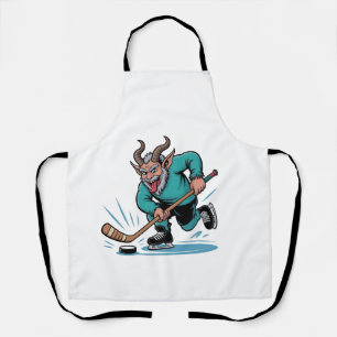 Evil Krampus Eishockey Weihnachtssport Schürze