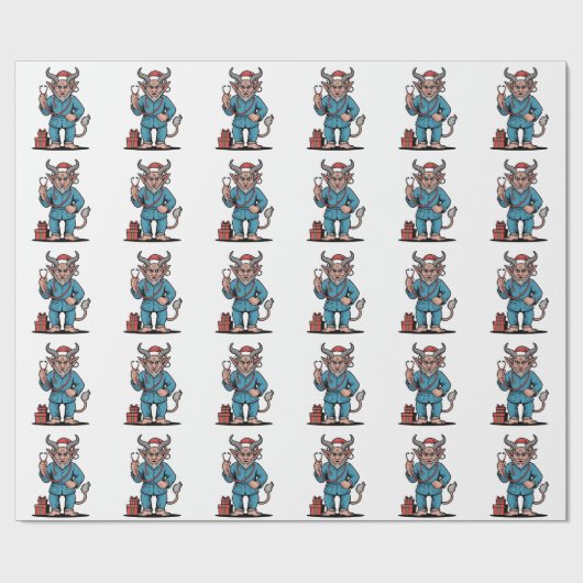 Evil Krampus Nurse Scrubs Pflege Weihnachten Geschenkpapier (Flach)