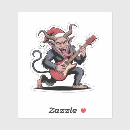 Evil Krampus spielt Gitarre Electric Music Xmas Aufkleber (Blatt)