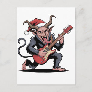 Evil Krampus spielt Gitarre Electric Music Xmas Feiertagspostkarte