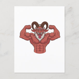 Evil Krampus Weihnachten Flechten Muskeln Fitness Ankündigungspostkarte