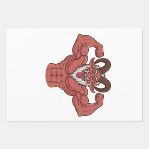 Evil Krampus Weihnachten Flechten Muskeln Fitness Geschenkpapier Set