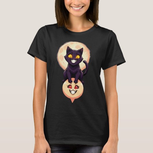 Evil Little Demon Cat Funny Design T-Shirt (Vorderseite)