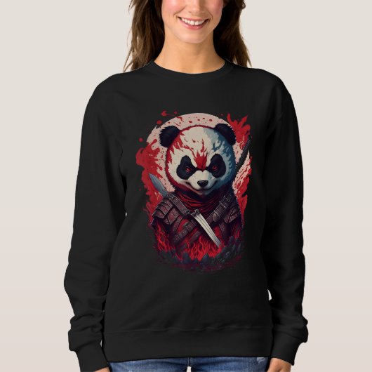 Evil Ninja Samurai Panda Beautiful Japanese Fantas Sweatshirt (Vorderseite)