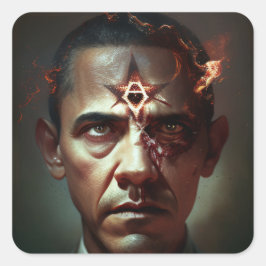 Evil Obama enthüllt Quadratischer Aufkleber