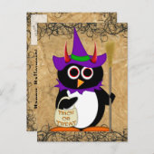 Evil Penguin Halloween Hexenkarte Postkarte (Vorne/Hinten)