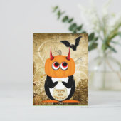 Evil Penguin Halloween Postcard Postkarte (Stehend Vorderseite)