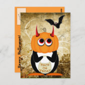 Evil Penguin Halloween Postcard Postkarte (Vorne/Hinten)