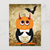 Evil Penguin Halloween Postcard Postkarte (Vorderseite)