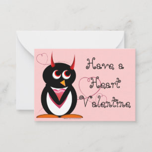 Evil Penguin School Valentines Mitteilungskarte