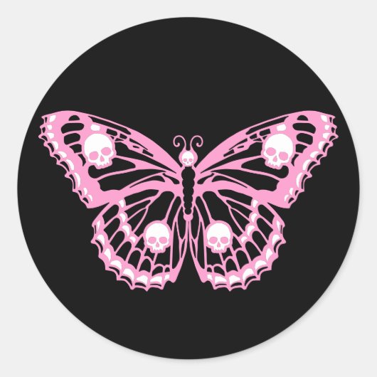 Evil Pink Butterfly Runder Aufkleber (Vorderseite)
