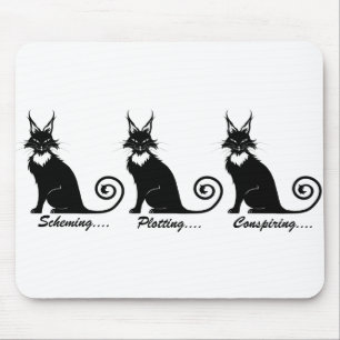 Evil Plotting Cat Trio Mousepad