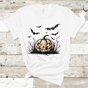 Evil Pumpkin & Bats Spooky Halloween Grafik T-Shirt