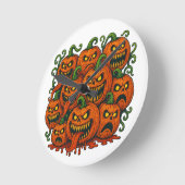 Evil Pumpkin Horde Halloween Runde Wanduhr (Winkel)