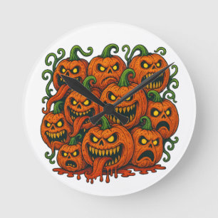 Evil Pumpkin Horde Halloween Runde Wanduhr