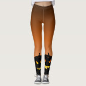 Evil Pumpkin Orange Fade Halloween Leggings (Vorderseite)