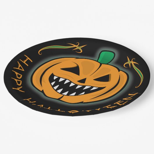 Evil Pumpkin Pappteller (Schrägansicht)