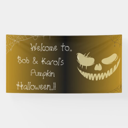 Evil Pumpkin Smile Halloween-Party Banner (Horizontal)