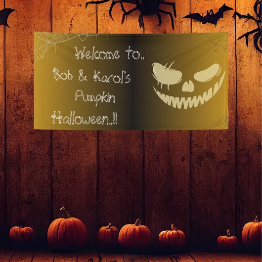 Evil Pumpkin Smile Halloween-Party Banner