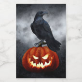 Evil Pumpkin und Raven Halloween Weinetikett (Einzelnes Label)