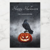Evil Pumpkin und Raven Personalisiert Halloween Weinetikett (Einzelnes Label)