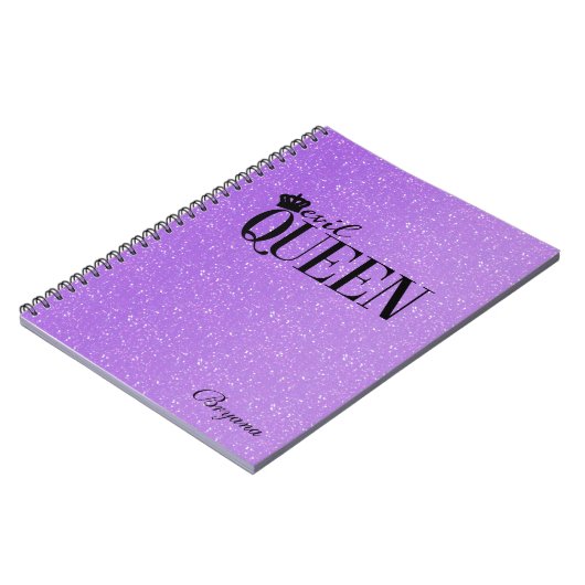 EVIL QUEEN Lila Glitzer Glam Notebook Journal Notizblock (Linke Seite)