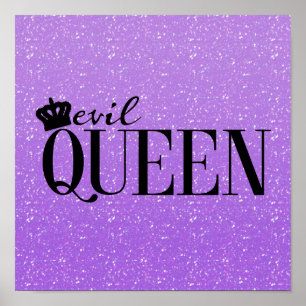 EVIL QUEEN Lila Glitzer Glam Typografie Printing Poster