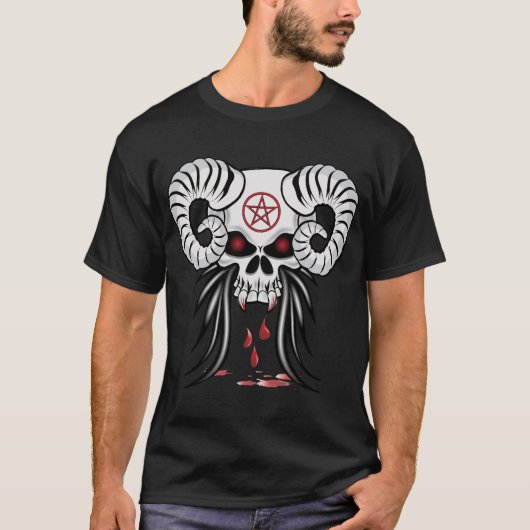 Evil Ram Horned Skull T-Shirt (Vorderseite)