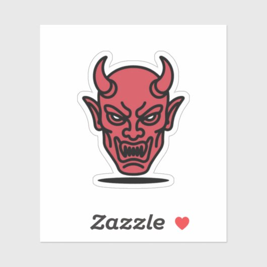 Evil Red Devil Face Halloween Sticker (Blatt)