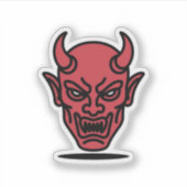 Evil Red Devil Face Halloween Sticker (Vorderseite)