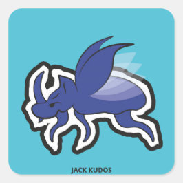 Evil Rhino Beetle Blue | Jack Kudos Quadratischer Aufkleber