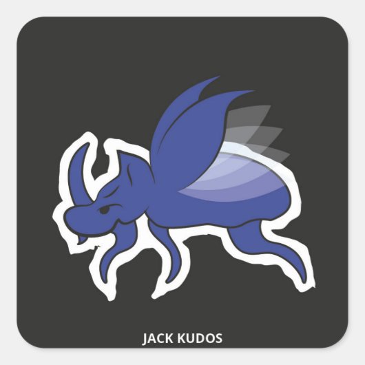 Evil Rhino Beetle Dark Gray | Jack Kudos Quadratischer Aufkleber (Vorderseite)