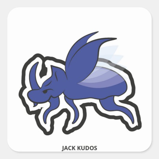 Evil Rhino Beetle White | Jack Kudos Quadratischer Aufkleber (Vorderseite)