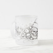 Evil Santa Skull: Tintenlinie in Weihnachtsglas Mattglastasse (Vorderseite Links)