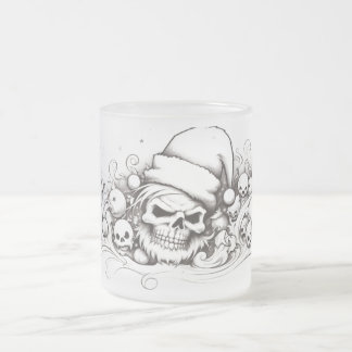 Evil Santa Skull: Tintenlinie in Weihnachtsglas Mattglastasse