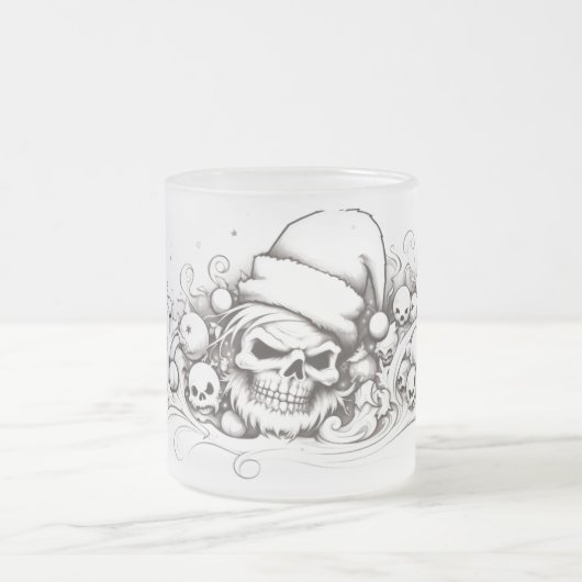 Evil Santa Skull: Tintenlinie in Weihnachtsglas Mattglastasse (Mittel)