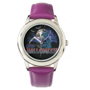 Evil Skeleton in Scary Dark Night Halloween Armbanduhr