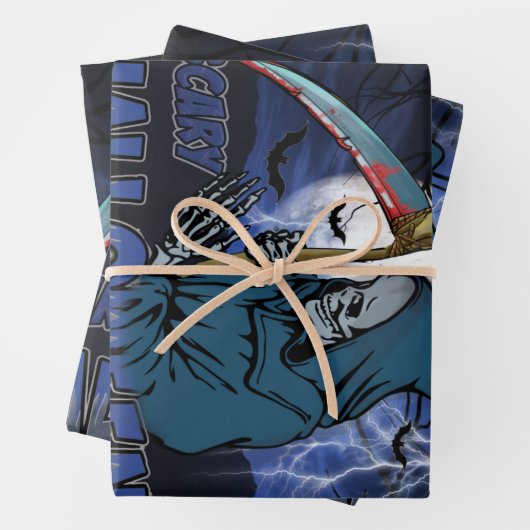 Evil Skeleton in Scary Dark Night Halloween Geschenkpapier Set (Beispiel)