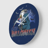 Evil Skeleton in Scary Dark Night Halloween Große Wanduhr (Winkel)