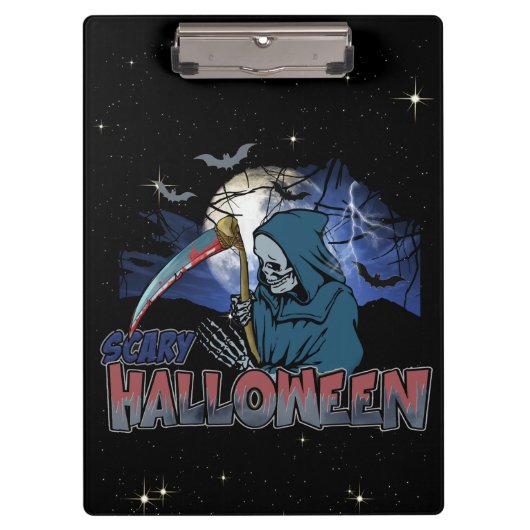 Evil Skeleton in Scary Dark Night Halloween Klemmbrett (Vorderseite)