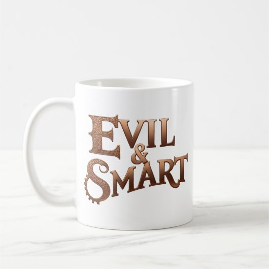 Evil&Smart, nur Schrift, text only Kaffeetasse (Links)