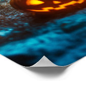 Evil Snowman mit glühenden Pumpkins im Dunkelwald Poster (Ecke)