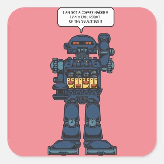 Evil Space Roboter Quadratischer Aufkleber (Vorderseite)