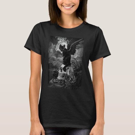 Evil Sphynx Cat Bat Skull Wicca Gothic Goth Witchc T-Shirt (Vorderseite)