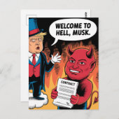 Evil Trump Cartoon Willkommen bei Hell Musk Postkarte (Vorne/Hinten)
