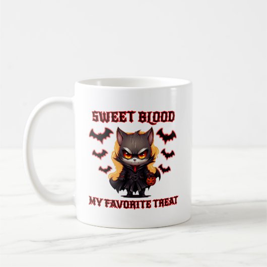 Evil Vampire Cat Halloween Pumpkin Bat Spooky Nigh Kaffeetasse (Links)