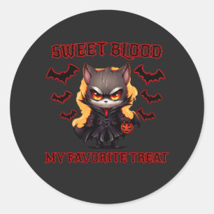 Evil Vampire Cat Halloween Pumpkin Bat Spooky Nigh Runder Aufkleber