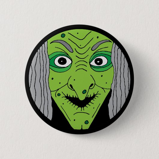 Evil Wicked Hexenkopf Kids Halloween Button (Vorderseite)