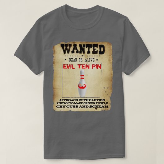 Evil Zehn Button 10 Funny Bowling Short Sleeve T-Shirt (Design vorne)